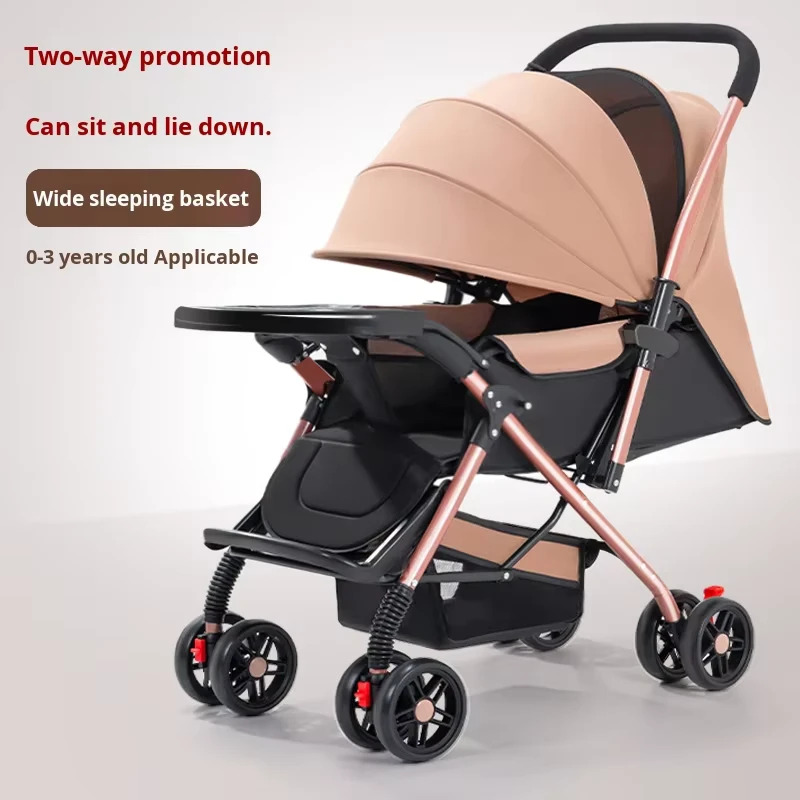 Bidirectional Baby Stroller for Sitting or Lying Down Folding Lightweight Stroller High View for Children Aged 0-3