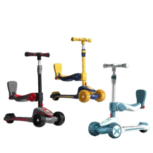 Big Wheel PU 3 Wheels Folding Children’s Lights Flashing Scooter Toy Stroller With Seat Kids Scooter