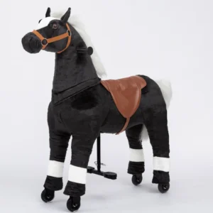 Black Horse Ride On Plush Toy for Children & Adults Unisex Party Use with Iron & Plush Materials