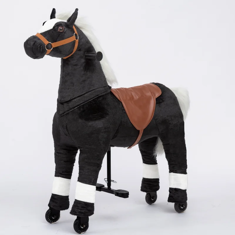 Black Horse Ride On Plush Toy for Children & Adults Unisex Party Use with Iron & Plush Materials