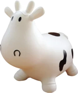 Black White Cow Shape Hopper Animal Toys Soft PVC Inflatable Kid Ride on Jumping Horse Bouncy Toy