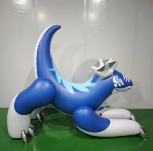 Blue Inflatable Dragon Doll 0.4mm PVC Inflatable Bouncy Dragon Toys PVC Inflatable Dragon Toys for Pool Ride