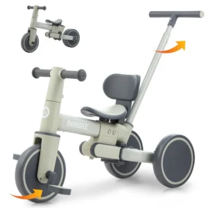 Bobike 5 in 1 Tricycle for Toddlers 18 Months to 5 Years Old Toddler Bike Kids Tricycle with Push Handle and Backrest(Green)