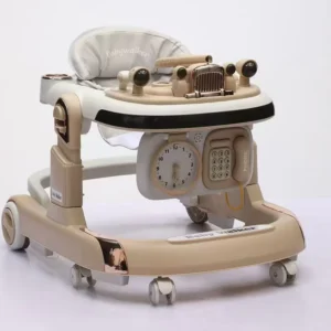 Bottom Stainless Steel Frame Baby Walker 8 Rotate/Swivel Wheels Easy-Fold Design 20kg Load Capacity for 0-3 Years CE