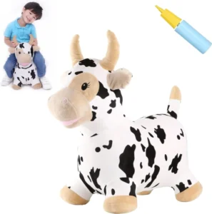 Bouncy Cow Farm Animal Hopper Toys Ride on Toddler Plush Inflatable Bouncing Bull Hopping Horse Bouncer