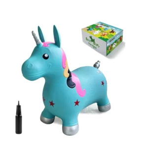 Bouncy Horse Hopper Brown Inflatable Jumping Horse Ride on Rubber Bouncing Animal Toys for Kids Toddlers