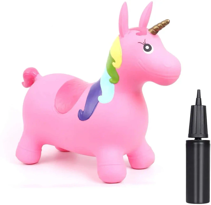 Bouncy Horse Hopper Inflatable Jumping Horse Inflatable Space Hopper with Hand Pump Ride on Rubber Bouncing Animal Toys for K