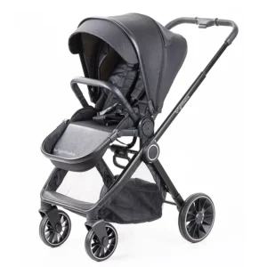 Brightbebe Luxury 3 in 1 Travel System Large Wheels High Landscape Baby Stroller with Car Seat Leather Material