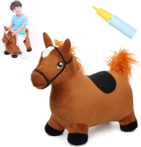 Brown Hopping Toy Inflatable Animal Hopper Jumping Horse Outdoor Indoor Ride on Rubber Bouncer