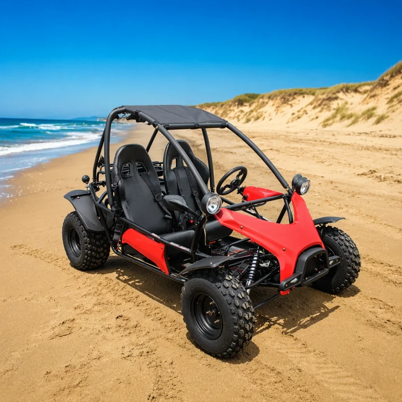 Buggy Dune Sand Buggy Adult Sized 150cc Gas Powered Pedal Go Kart with 4 Stroke Chain Drive Engine