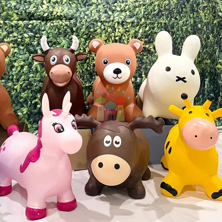 Bulk Kids Ride on Bouncing Toys Inflatable Bouncy Animals Hopper and Horse for Toddlers
