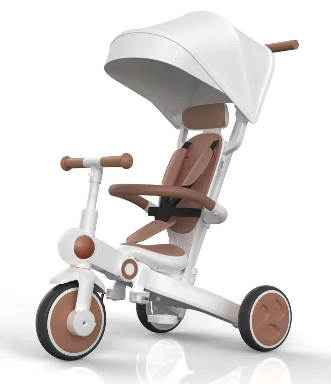 CE Certificate Folding Kids Tricycle CanTransfer to Balance Bike Toddler Trike with Backrest Parent Pusher