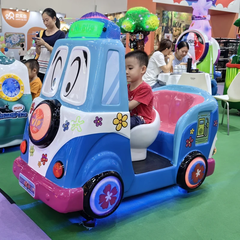 CE Indoor 2 Seats Kiddie Ride Video Game Machine Coin Operated Fiberglass Swing Car Light Home Kids Amusement Equipment Sale
