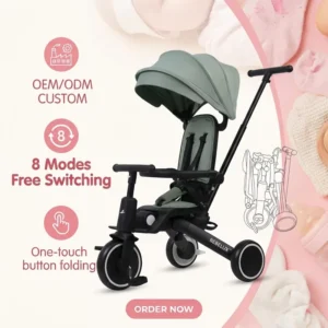 CUSTOM Modular 8 in 1 Multi Stage Grow with Me Children Riding Trike Bicycle Safe 5 Point Harness Kids Tricycle for Boys Girls