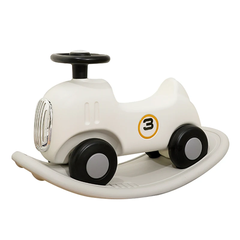 Car Shaped Kids Rocking Horse with Music Box on Top HDPE Material Baby Car Rocking Horse One Car Dual-use
