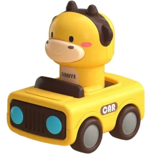 Cartoon Animal Inertial Car Toy Hand Pressed Plastic Vehicle with Slide Friction Toy Vehicle