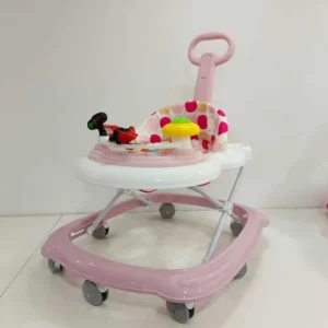 Cartoon Baby Walker 6 to 18 Months Sit on and Push Multifunctional Anti Tip Walker with Enlarged Base Plastic Frame Foldable Toy