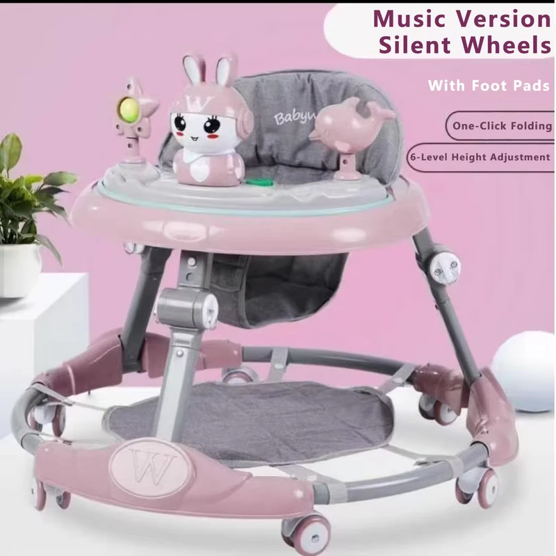 Cartoon Musical Baby Walker 3 in 1 Multifunctional Toddler Learning Walk Chair for Boys Girls
