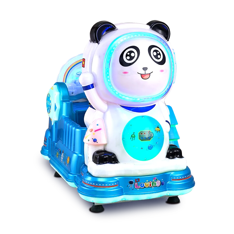 Cartoon Panda Shape Coin operated Rocking Car Commercial Kiddle Ride