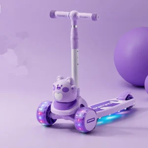 Cat Image Folding Kids Kick Scooter with Music Light