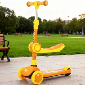 Child 3-Wheel Scooter with PU Wheels Foldable Lightweight Durable Plastic+Steel Construction for 2-12 Years Kids