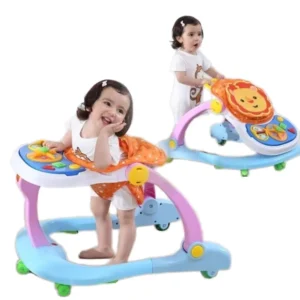 Child Walker for 6 7-18 Months Babies Anti Rollover Baby Walker with Music Hand Push Seat Made of Plastic Frame