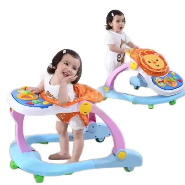 Child Walker for 6 7-18 Months Babies Anti Rollover Baby Walker with Music Hand Push Seat Made of Plastic Frame
