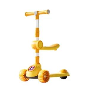 Children 3-6 Years Old Three-in-One Plastic Kick Scooter for Boys and Girls with Music Lights Brake 3-Wheel Design