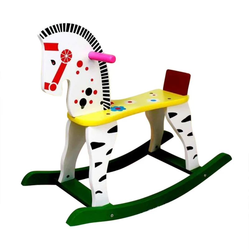 Children Animal Shaped Rocking Chair Eco friendly Non toxic Wooden Rocking Horse for Baby