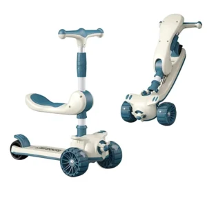 Children Foot Kick Scooty 3 in 1 with Seat Foldable 3 Wheel Scooter Outdoor