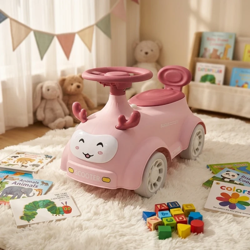 Children Fun Activity Play 4 Big Wheels Baby Girl Ride on Plastic Toy Car for Kids