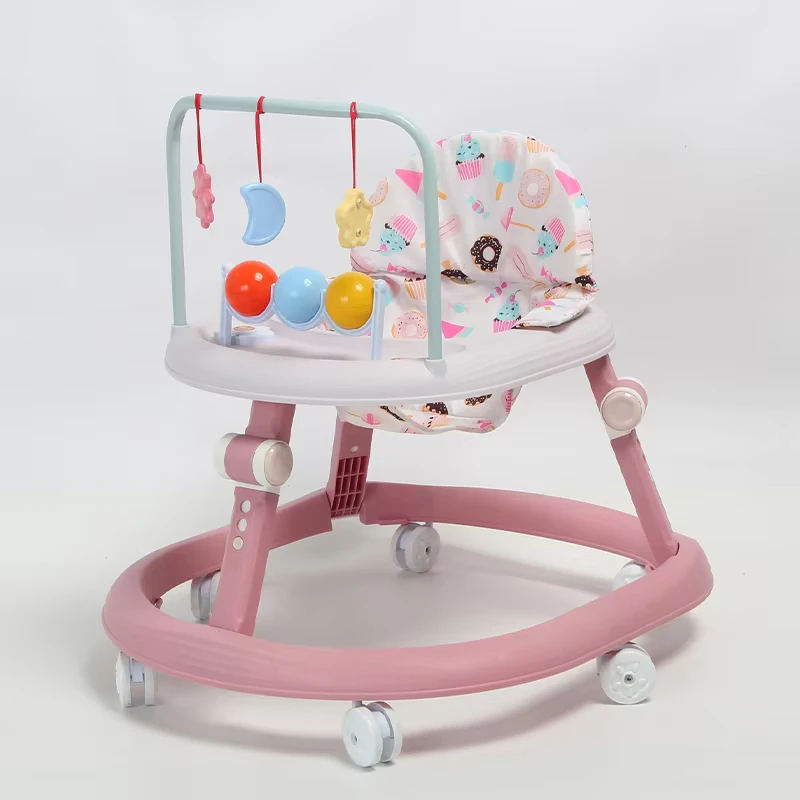 Children High Quality Popular Foldable Adjustable Musical Sit to Stand Learning Baby Walker with Wheels Iron Frame