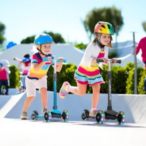 Children Kick Scooter 3 Wheel with LED Light Adjustable Height Lightweight Kids Scooter for 3 to 10 Years Old OEM