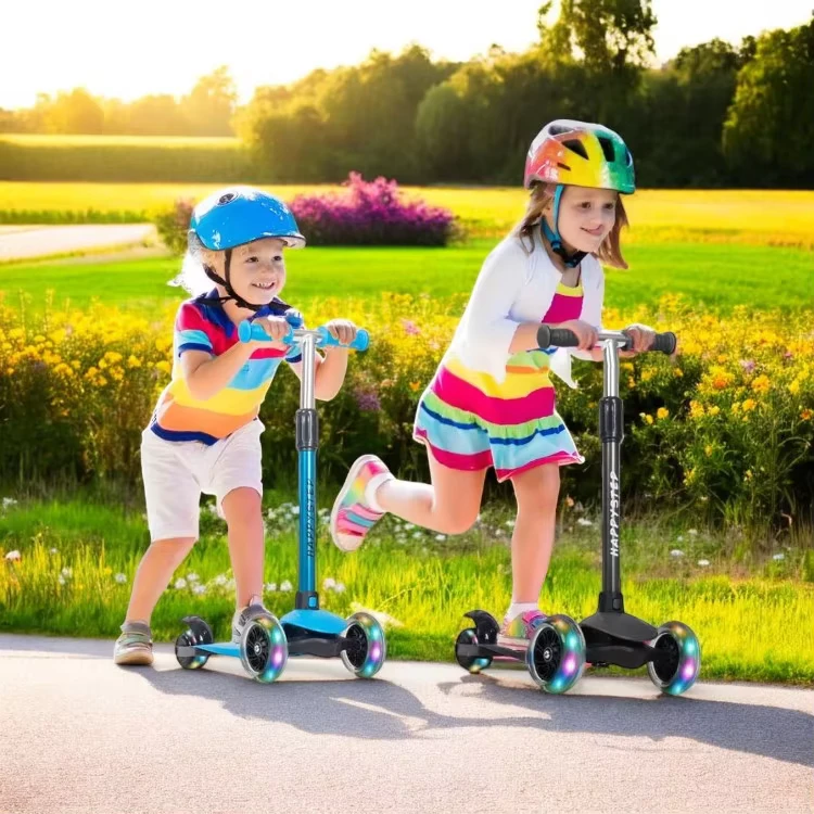 Children Kick Scooter 3 Wheel with LED Light Adjustable Height Lightweight Kids Scooter for 3 to 10 Years Old OEM Factory