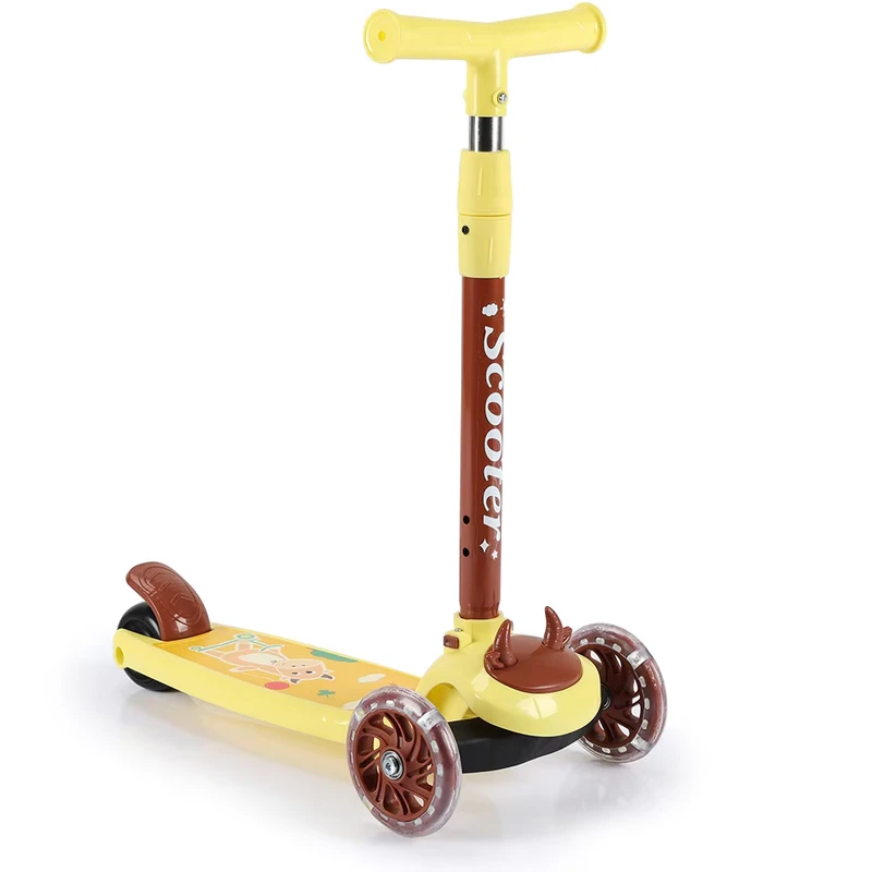 Children Kids Scooter Height Adjustable Foldable Lean to Steer Kids' Kick Scooter With Flashing PU 3 Wheels for Boys Girls