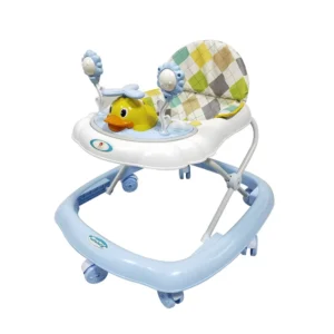 Children Music Play Toy Compact Stationary Blue Baby Boy Walker with Wheels