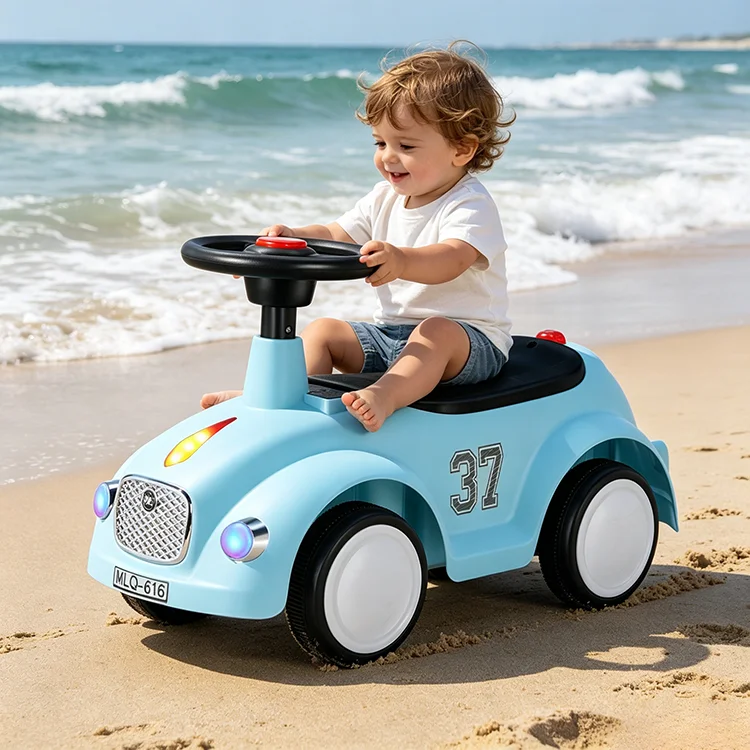 Children Ride-on Sliding Car with Light Music Anti Tip Over Toddler Balance Bike Indoor Outdoor Play Toy for Boys Girls