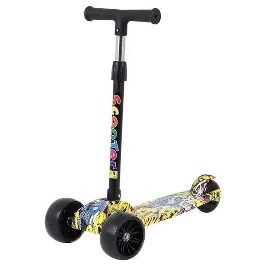 Children Scooter Folding Kick Scooter Adjustable Height Skateboard Baby Foot Scooter for Kids with LED Light