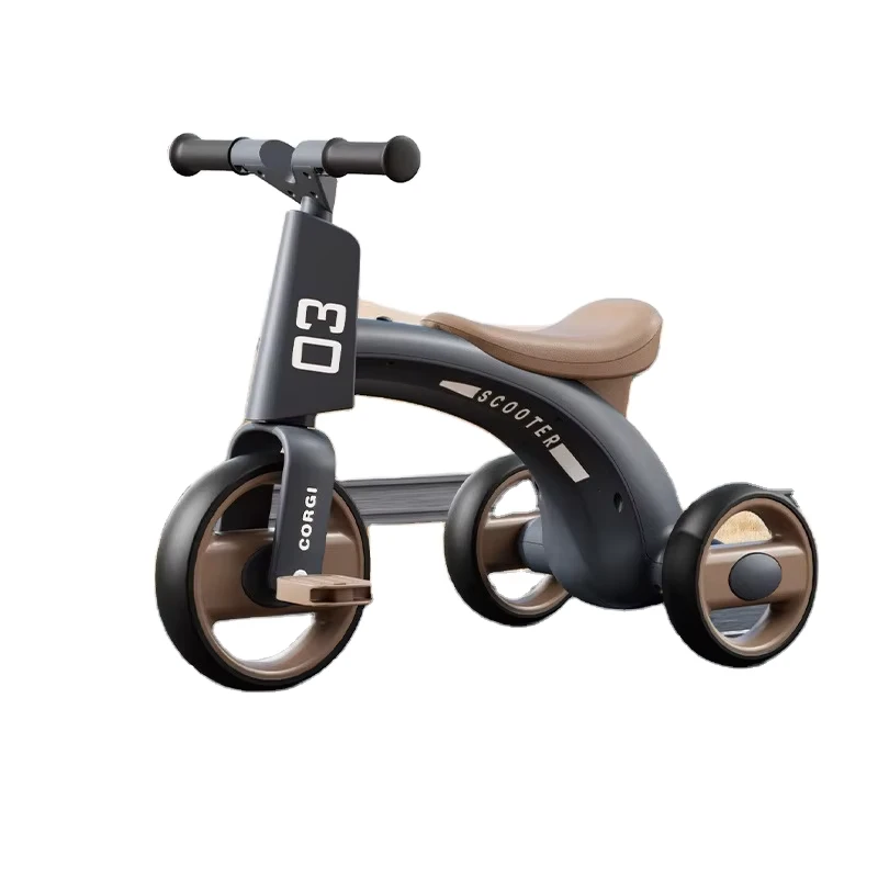 Children's 3-Wheel Tricycle Balance Bike Plastic 1-6 Years Old Boys Girls Anti-Rollover Music Light