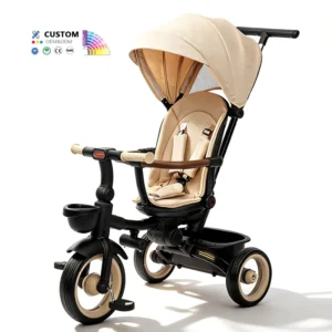 Children’s Baby Tricycle with Push Handle 4-in-1 Pedal Folding Kids Tricycle Balance Bike Trike