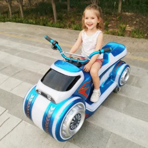 Children’s Battery-Powered Plastic Ride-On Motorcycle Luminous Bumper Car for Outdoor Construction Fun