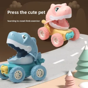 Children’s Boys’ Dinosaur Inspired 1 5 Scale Plastic Off Road Vehicle Push To Play Toy Car