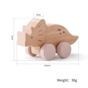 Children’s Dinosaur Wooden Eco friendly Crash Resistant Push and Slide Car Toy Baby Cartoon Mini Car Kids Gift PMZ2036