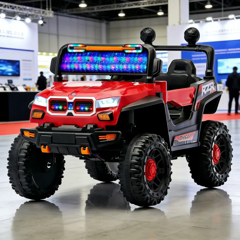 Children's Electric Four-Wheel Off-Road Ride-On Toy Car Battery-Powered Plastic Construction Factory Early