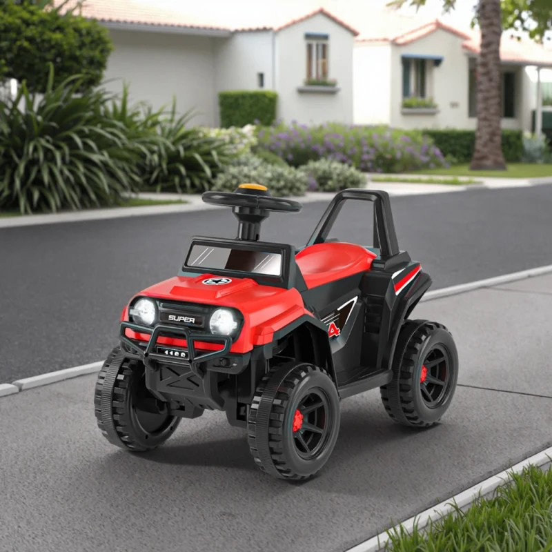 Children's Electric Four Wheel Push Ride On Car Rechargeable Remote Control Off Road Toy for 2 to 4 Years Boys and Girls