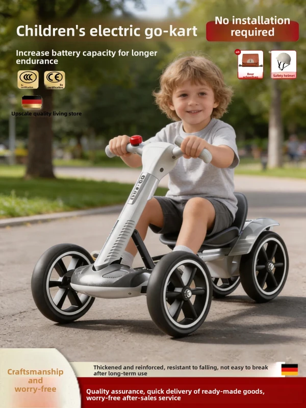 Children's Electric Ride-On Car Sit-In Go-Kart Four Wheels Boys' Girls' Battery-Powered Toy Complete Remote Control