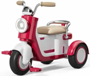 Children’s Electric Tricycle Ride On Toy Battery Powered OEM Brand Adjustable Seats Footrests Push Steer Two Ways ABS Plastic