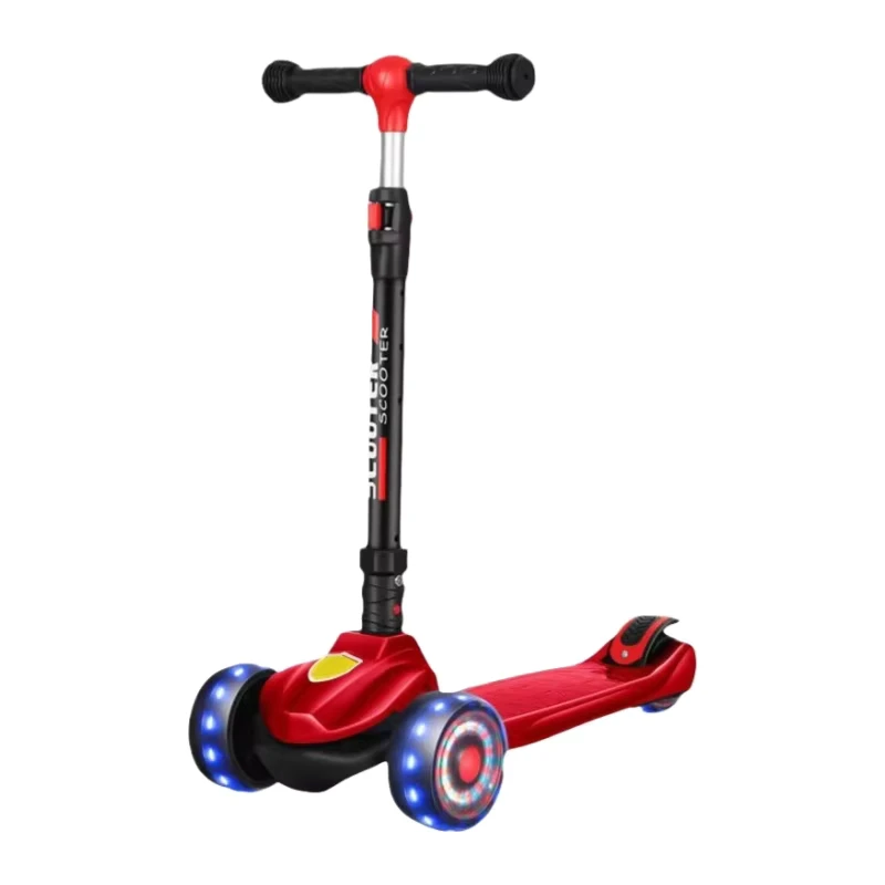 Children's Foldable Scooter with Seat for 3-12 Years Old Three PU Wheels