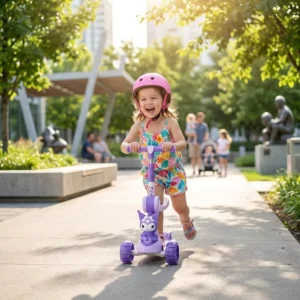Children’s Foldable Three in One Scooter with Seat for 3-6 Years Old Kids Anti Tipping Plastic 3 Wheel Cross border