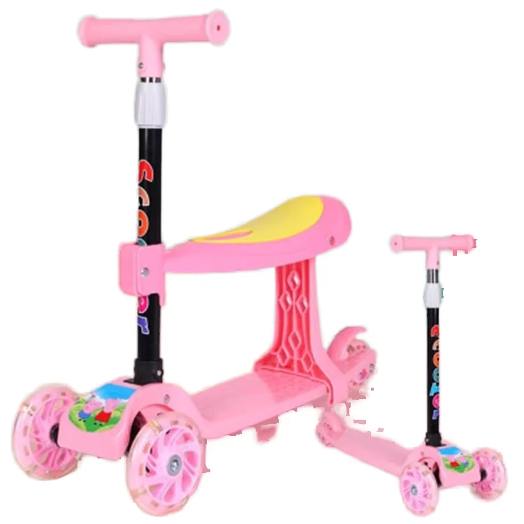 Children's Foldable Tricycle with Seat 3-in-1 Meter-High 3-Wheel Metal Frame for 1-8 Years Old